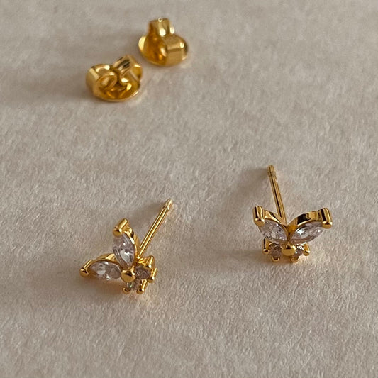 Mini Butterfly Studs- White Stone