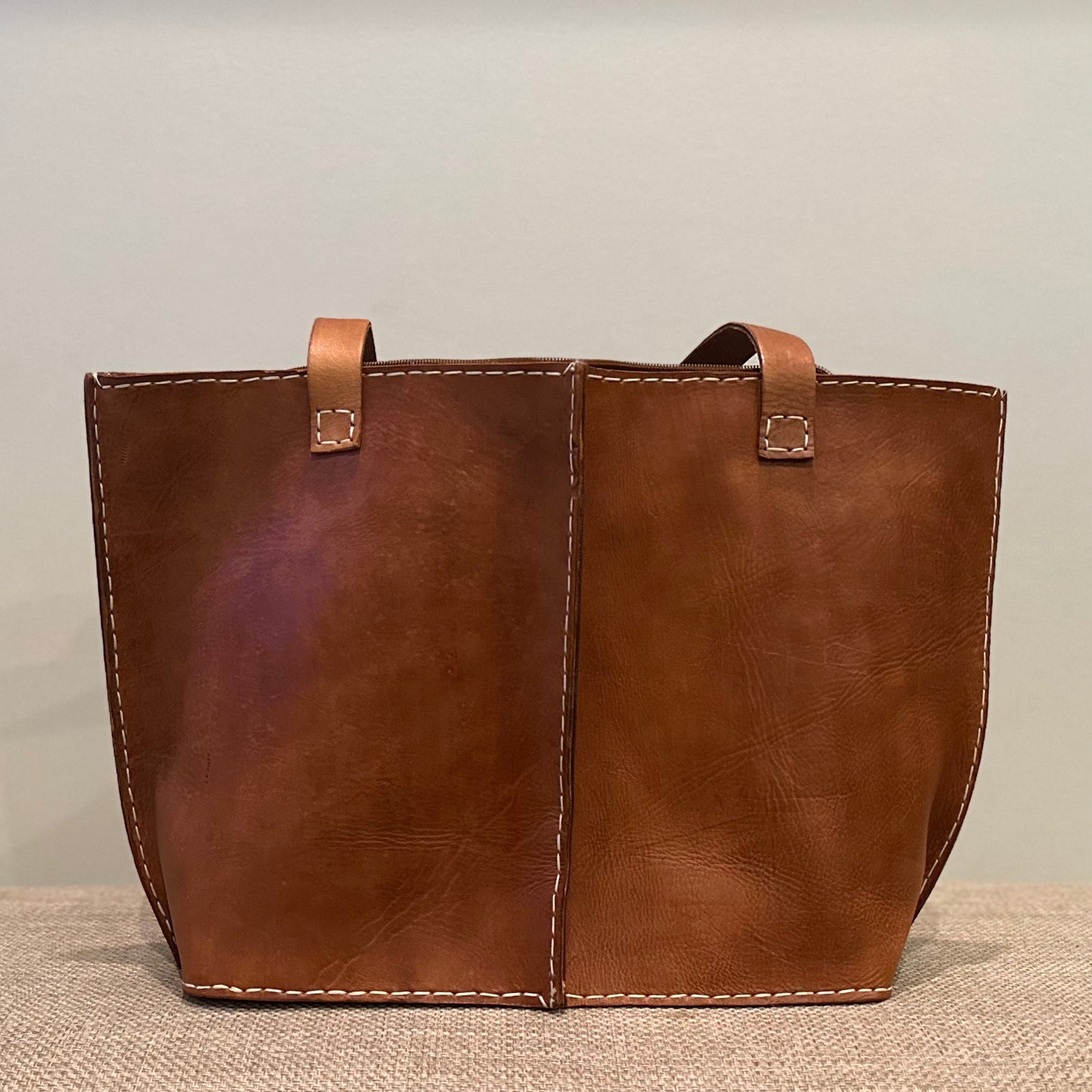 Seamed Leather Tote (Natural)