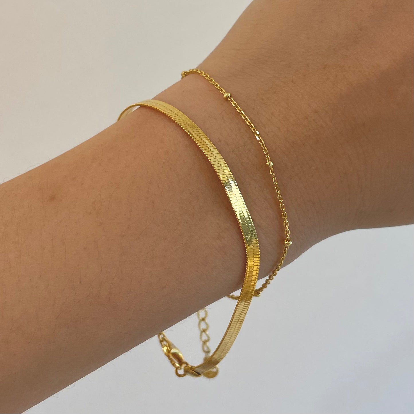 Silver Flat Herringbone Snake Chain Bracelets