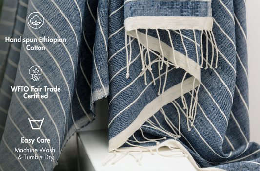 jamma towel in navy with key features