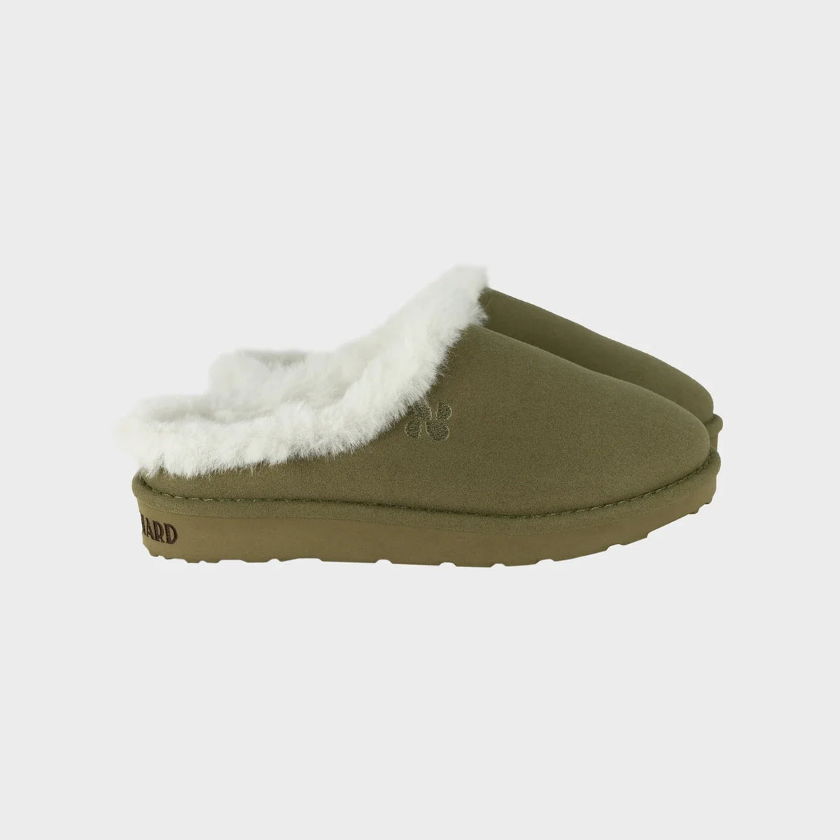 Khaki green vegan warm slippers cruelty free cozy indoor shoes
