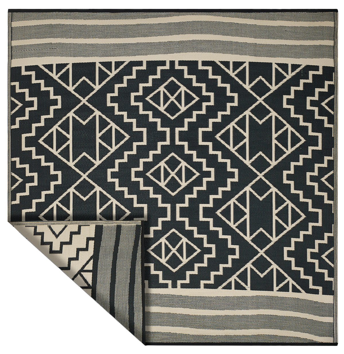 Kilimanjaro - Black Geometric Outdoor Rug for Patio FINAL SALE