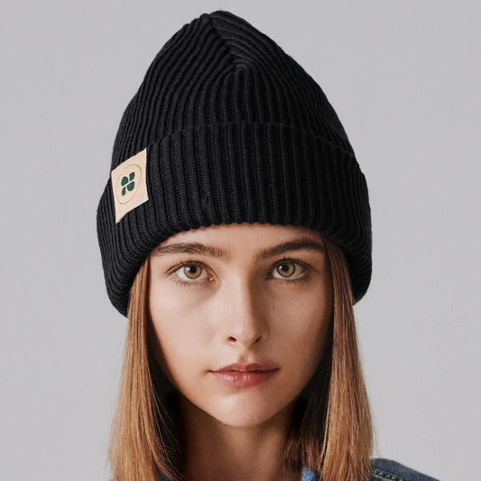 Knit black beanie – warm and cozy winter hat