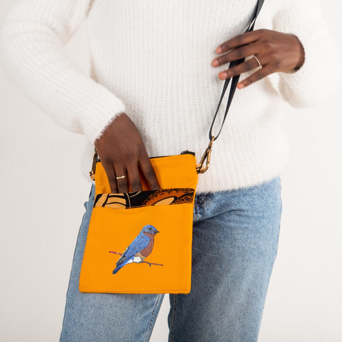 Bluebird Embroidered Canvas Crossbody Bag | Essentials