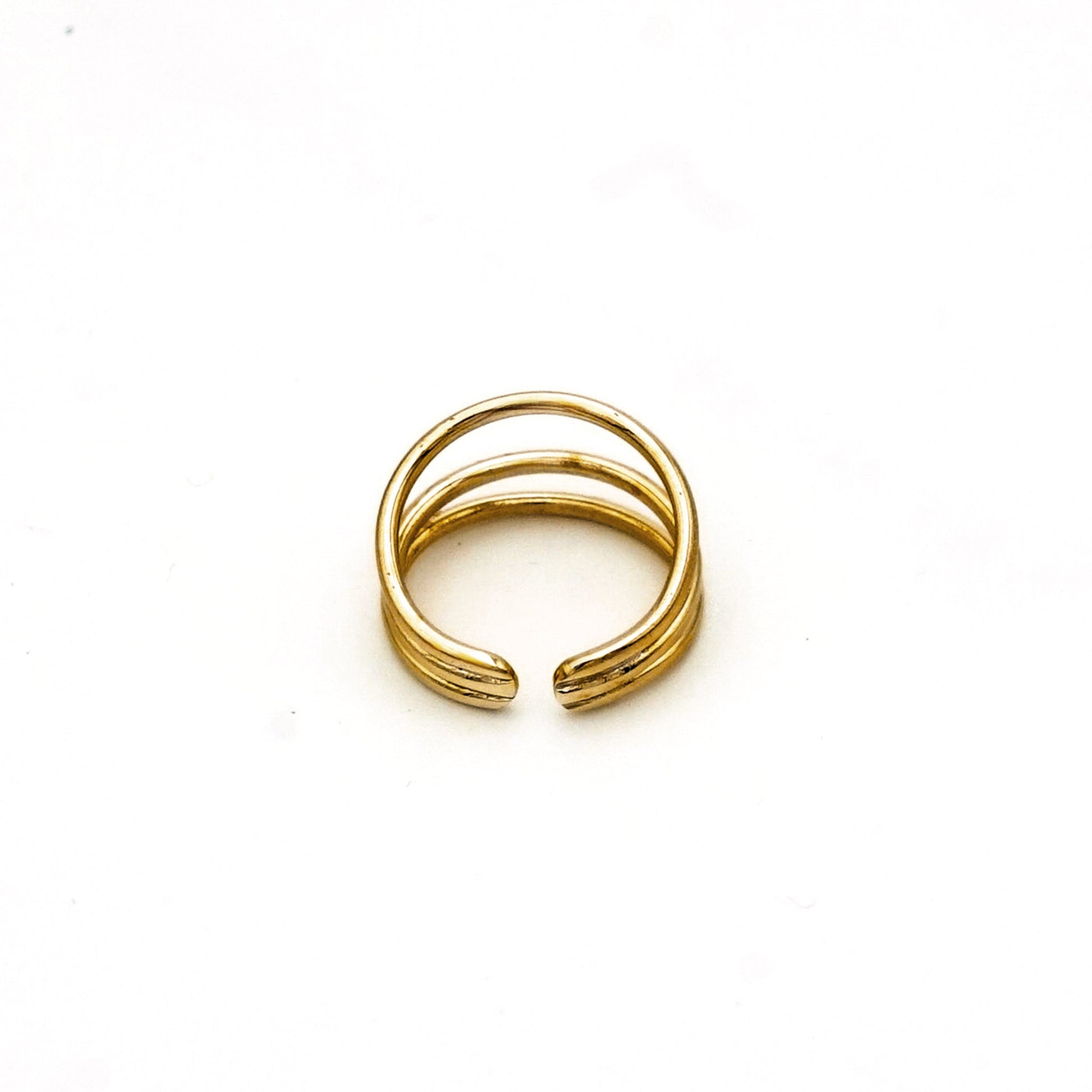 Brass Open Tripple-Stacked Ring | Lana Ecodunia