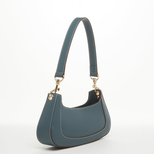 SUSU Leather Baguette Bag  Blue Purse 90s Small  Shoulder Bag Y2K  Underarm Bag Trendy Handbag