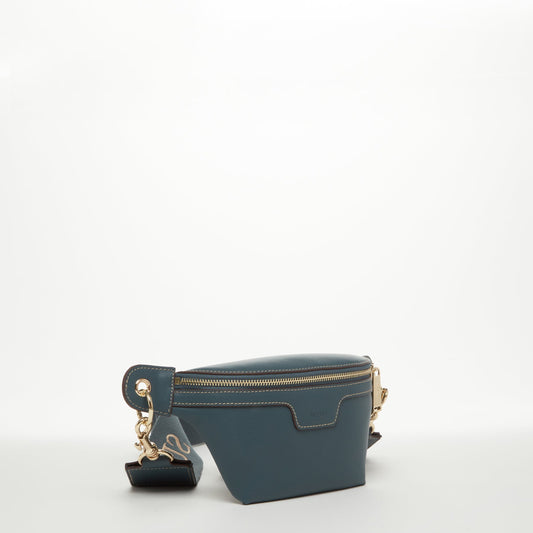 SUSU Chest Sling Bag Shoulder Sling Bag Small Blue Leather Crossbody Sling Bag