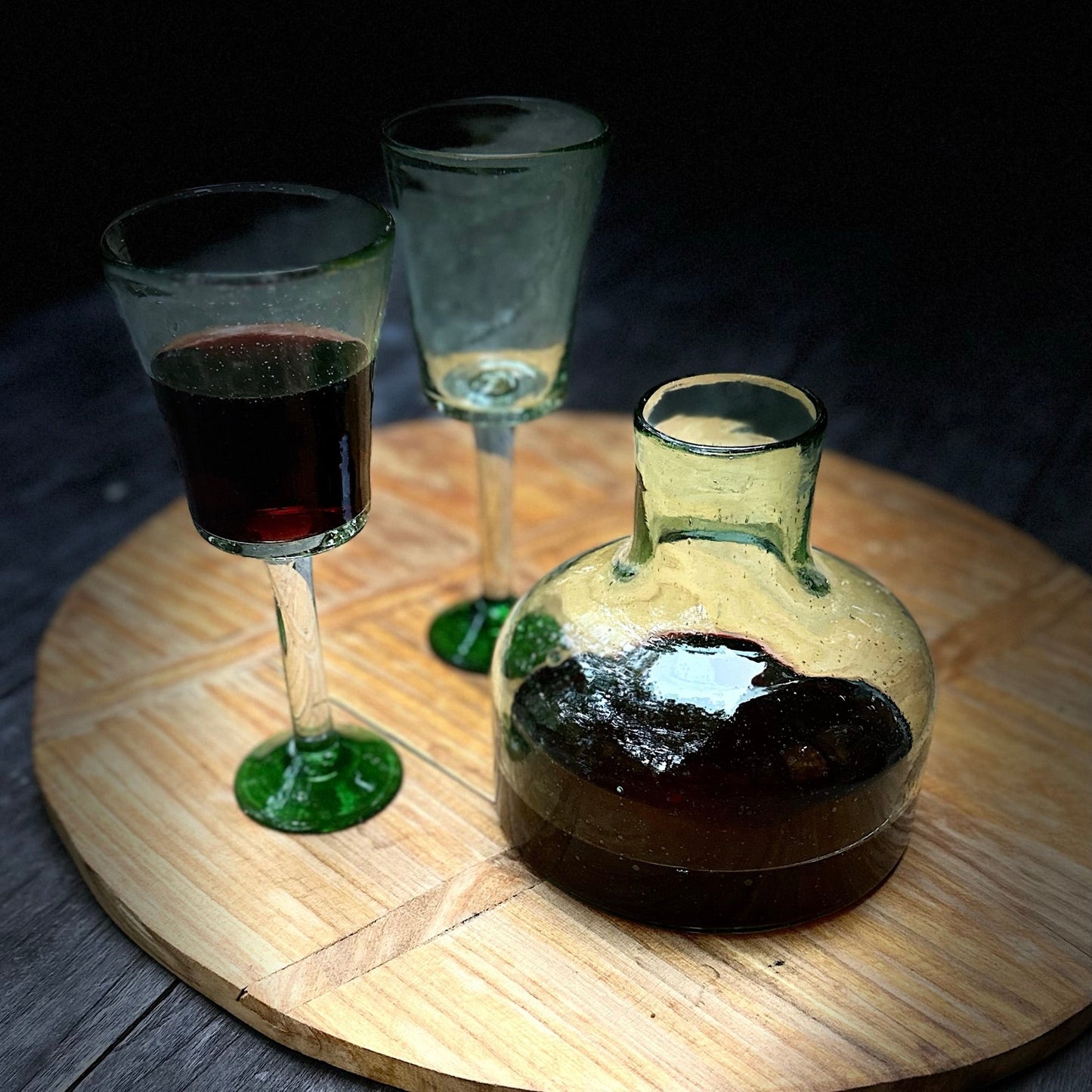 Handblown Green Wine Decanter