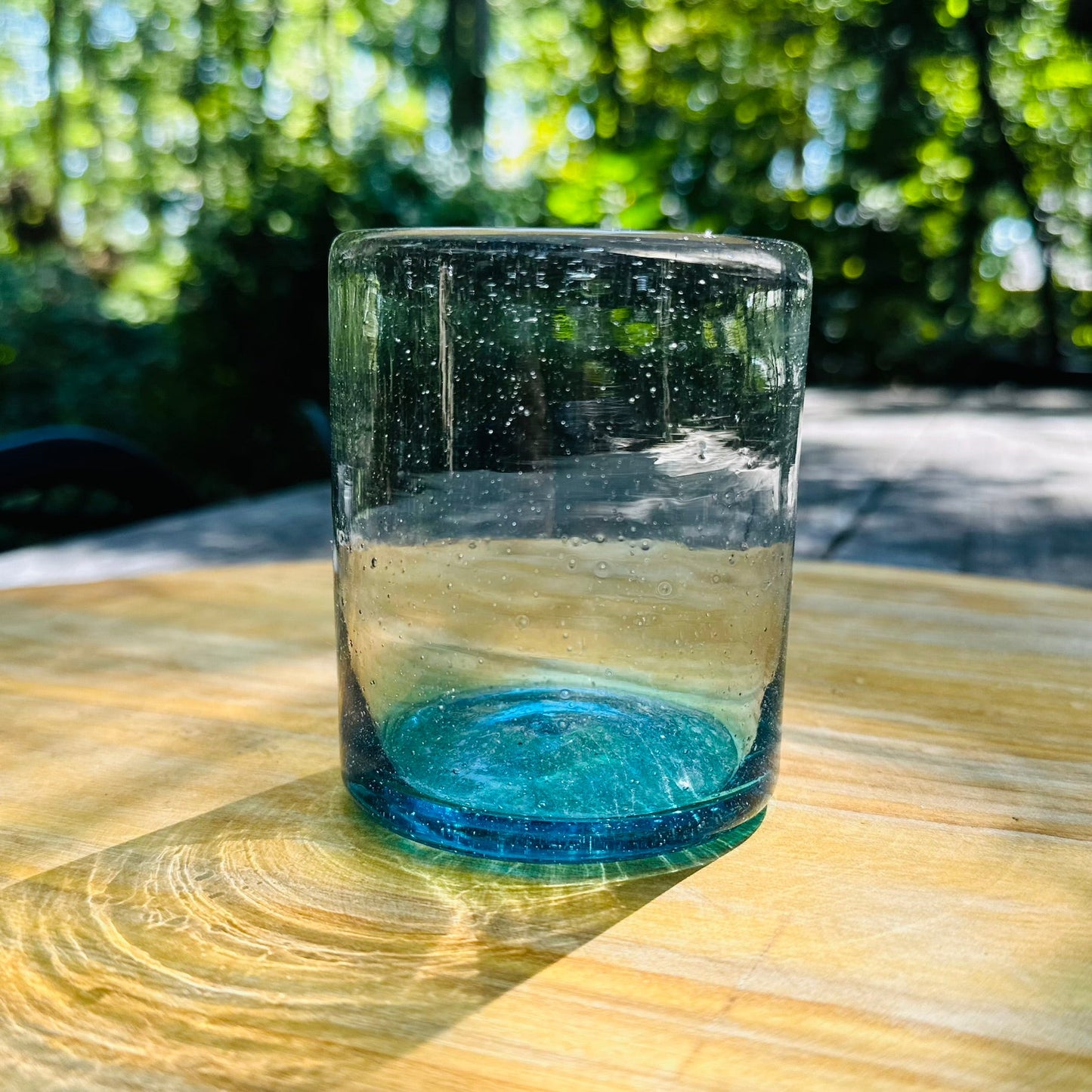 Handblown Teal Old Fashioned Glasses, Set of 2