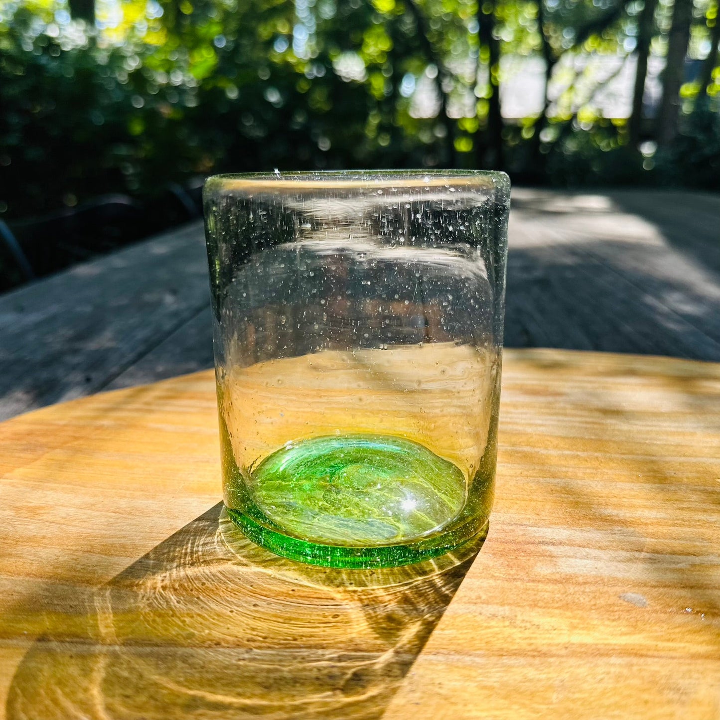 Handblown Green Old Fashioned Glasses, Set of 2