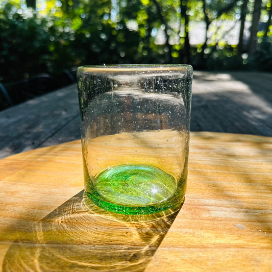 Handblown Green Old Fashioned Glasses, Set of 2