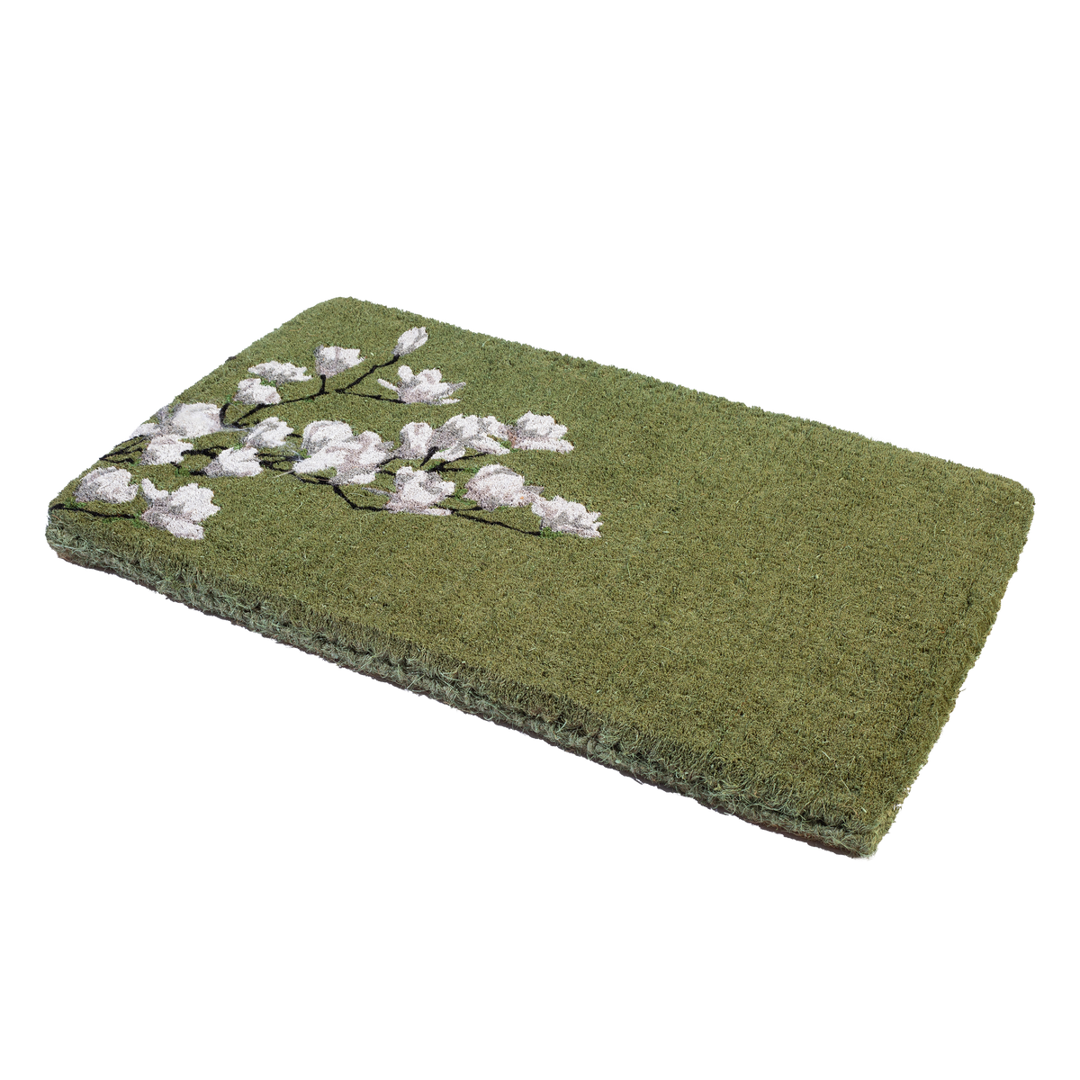 Magnolia Branch - Green Coir Doormat