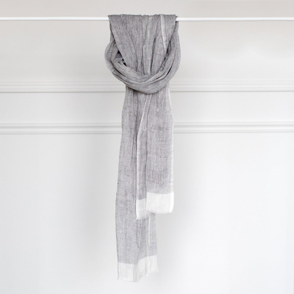 Mariam linen scarf sabahar Charcoal 