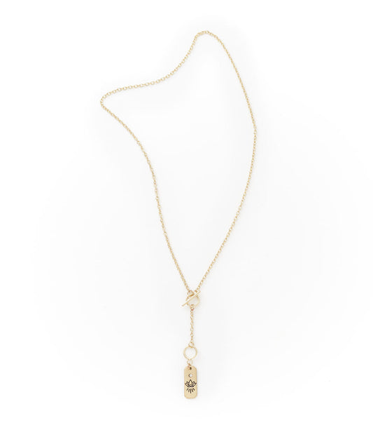 Ruchi Lotus Charm Dainty Drop Lariat Necklace