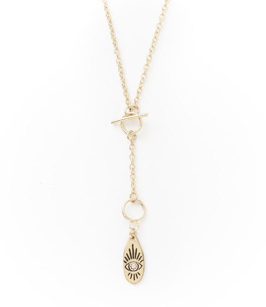Ruchi Evil Eye Charm Dainty Drop Lariat Necklace