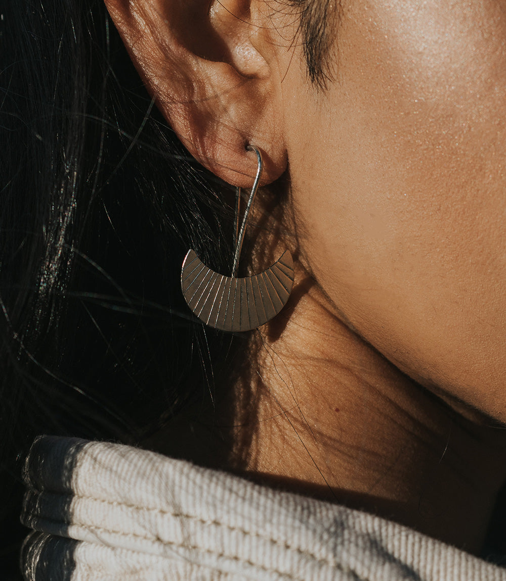 Bairavi Crescent Moon Drop Earrings