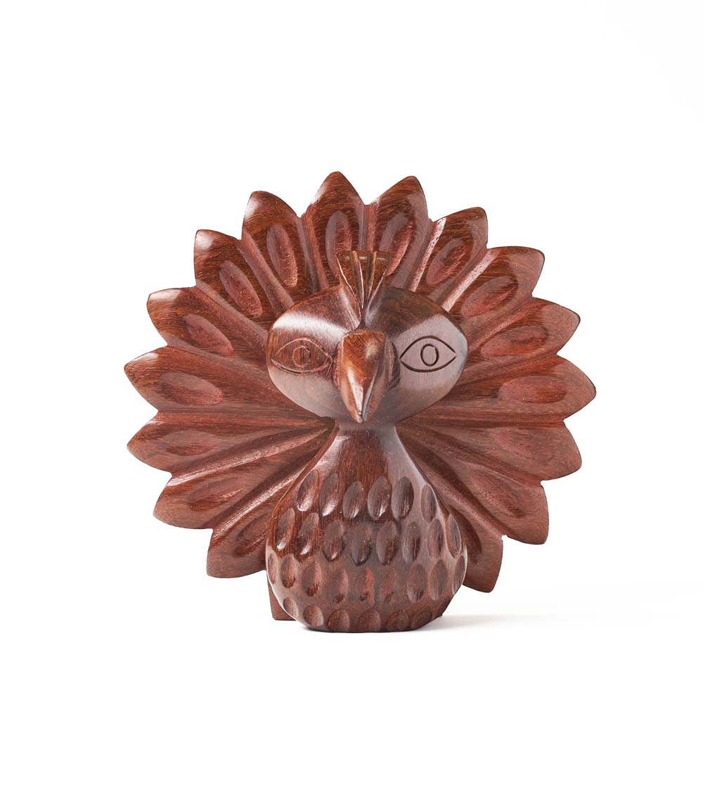 Peacock Glasses Holder Stand - Handcrafted Wood