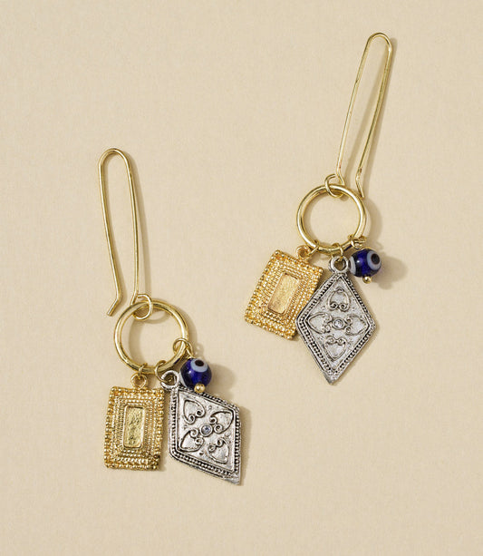 Drishti Evil Eye Dangle Drop Charm Earrings