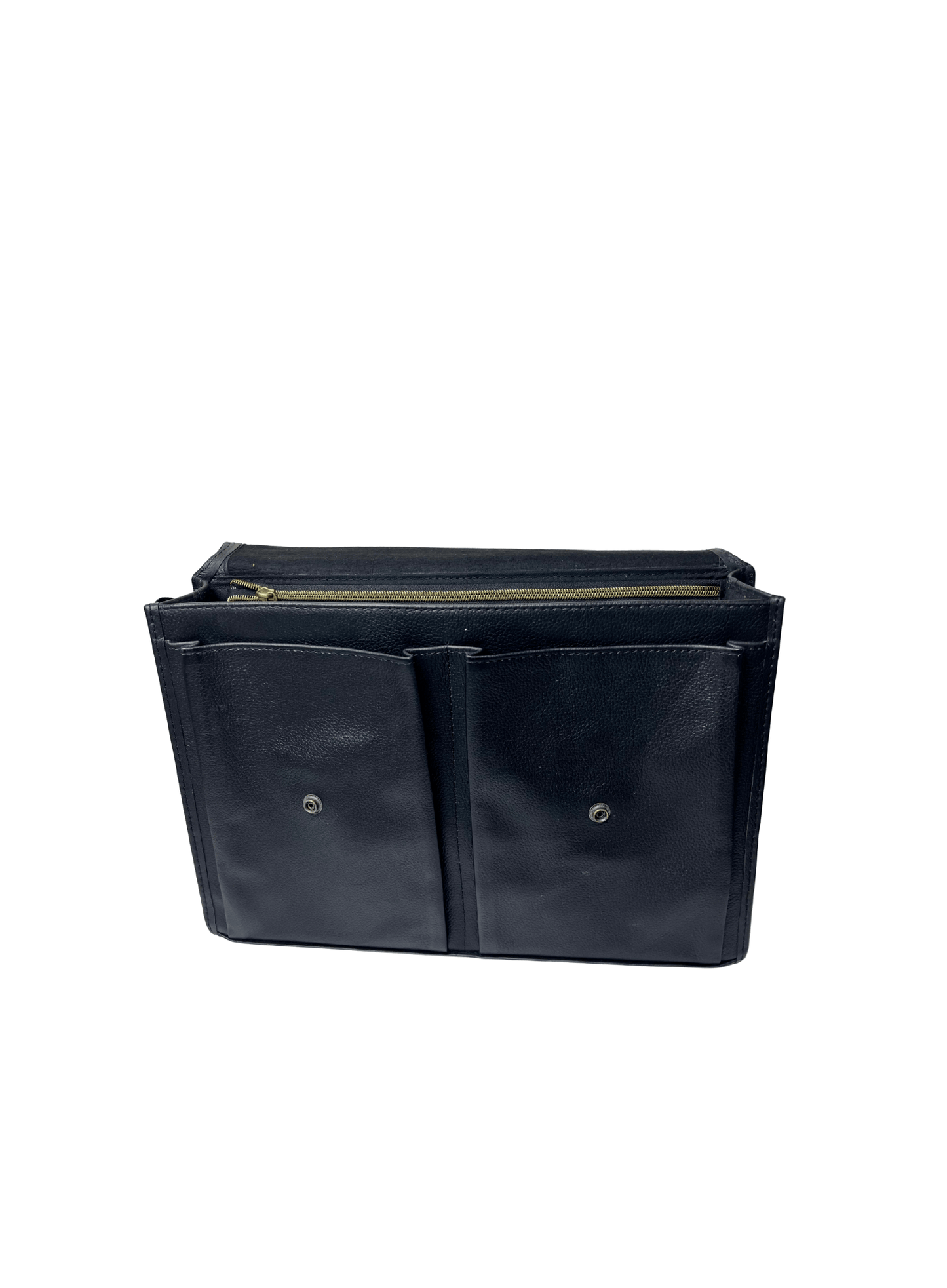 Black leather computer bag bag on a white background