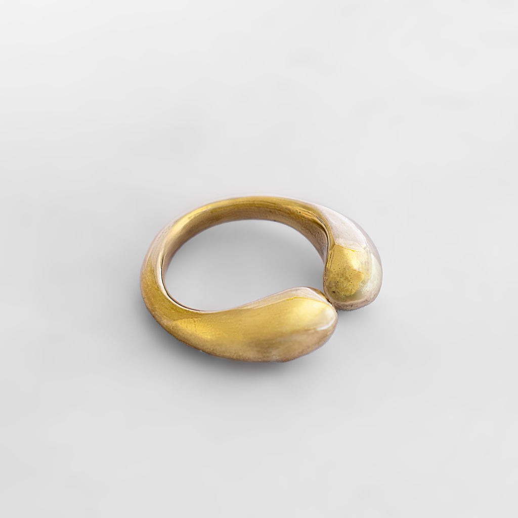 Teardrop Petal Brass Open Ring for Women | Asali Ecodunia