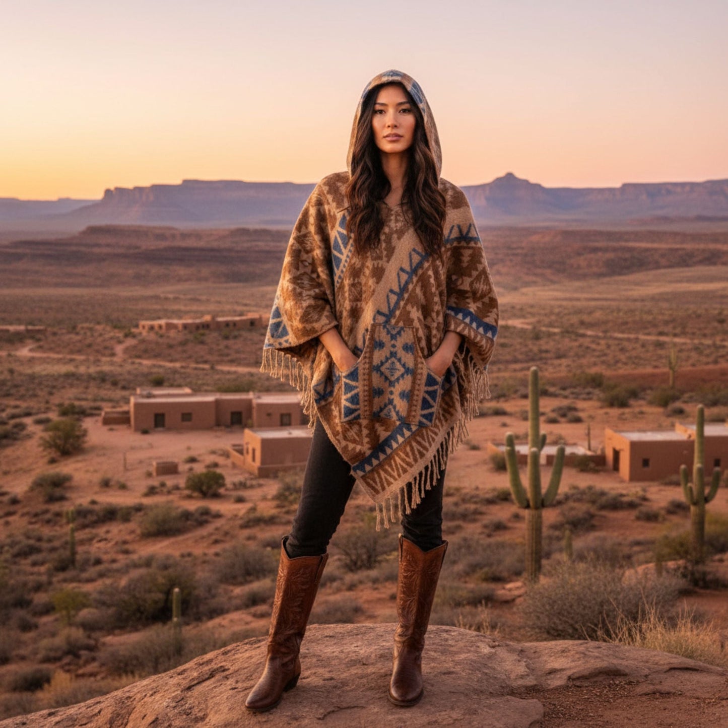 Nanda Hooded Poncho