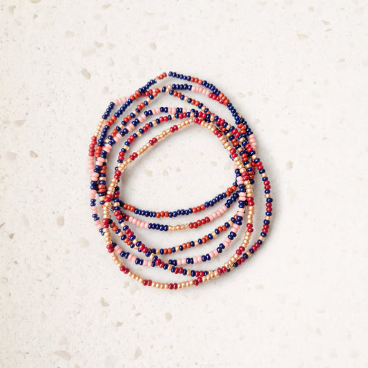 Sangria Seed Bead Bracelets - Set of 6