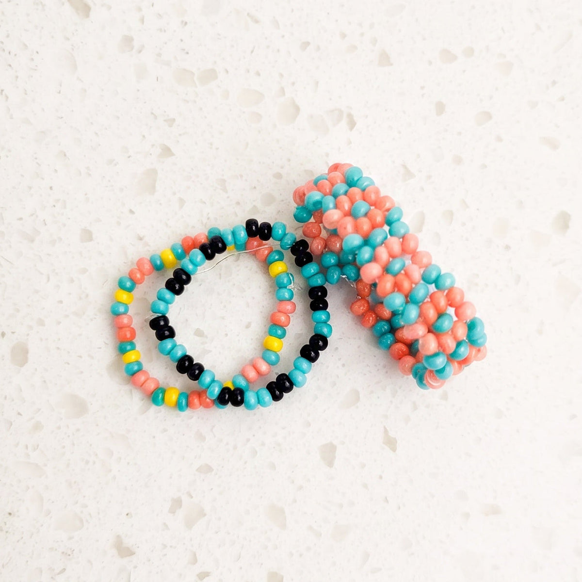 Confetti Seed Bead Rings - Set of 3