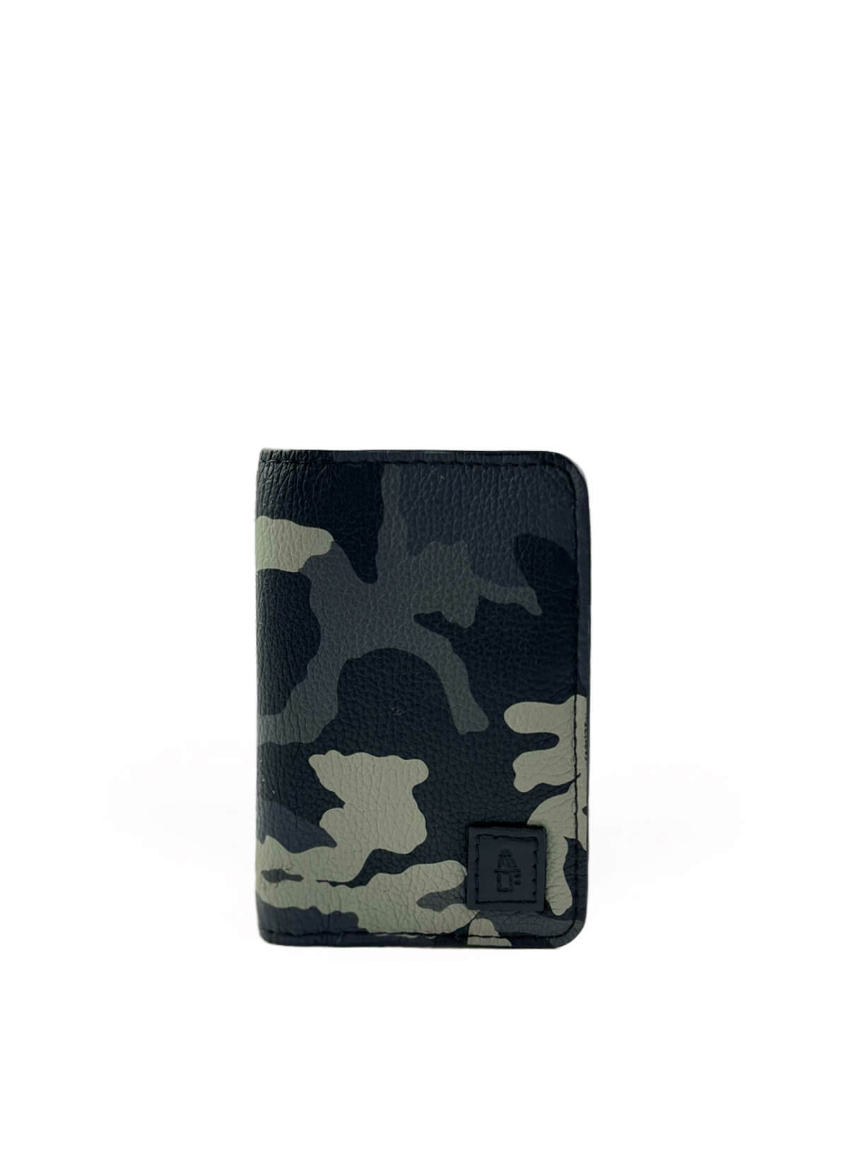 Camouflage-patterned passport cover on a white background
