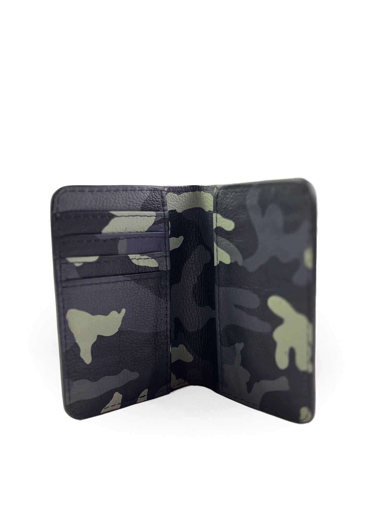 Camouflage-patterned passport cover  on a white background