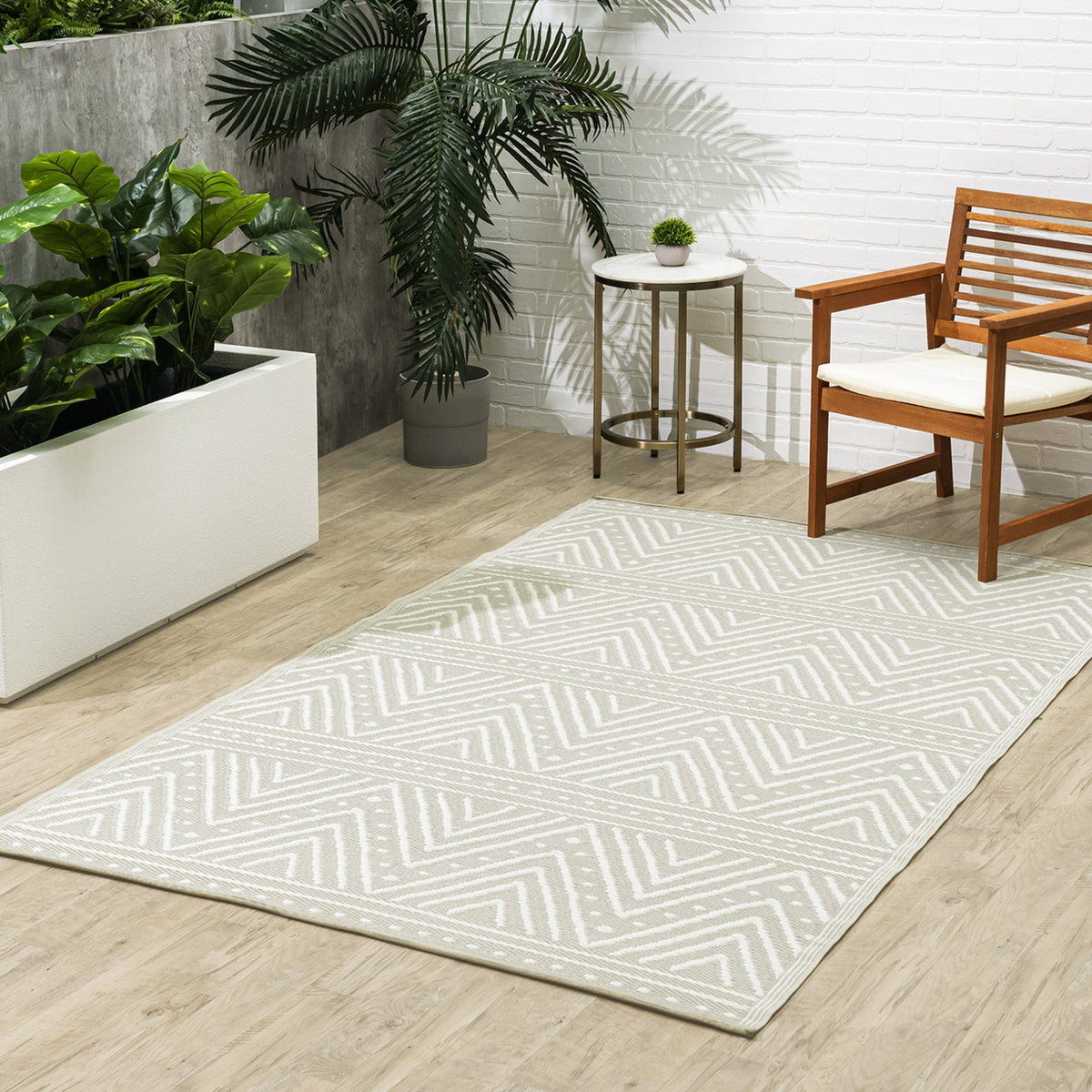 Patan - Beige Geometric Outdoor Rug for Patio