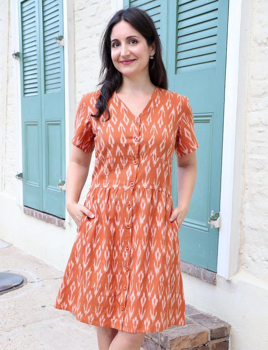 Pumpkin Spice Organic Cotton Button Dress