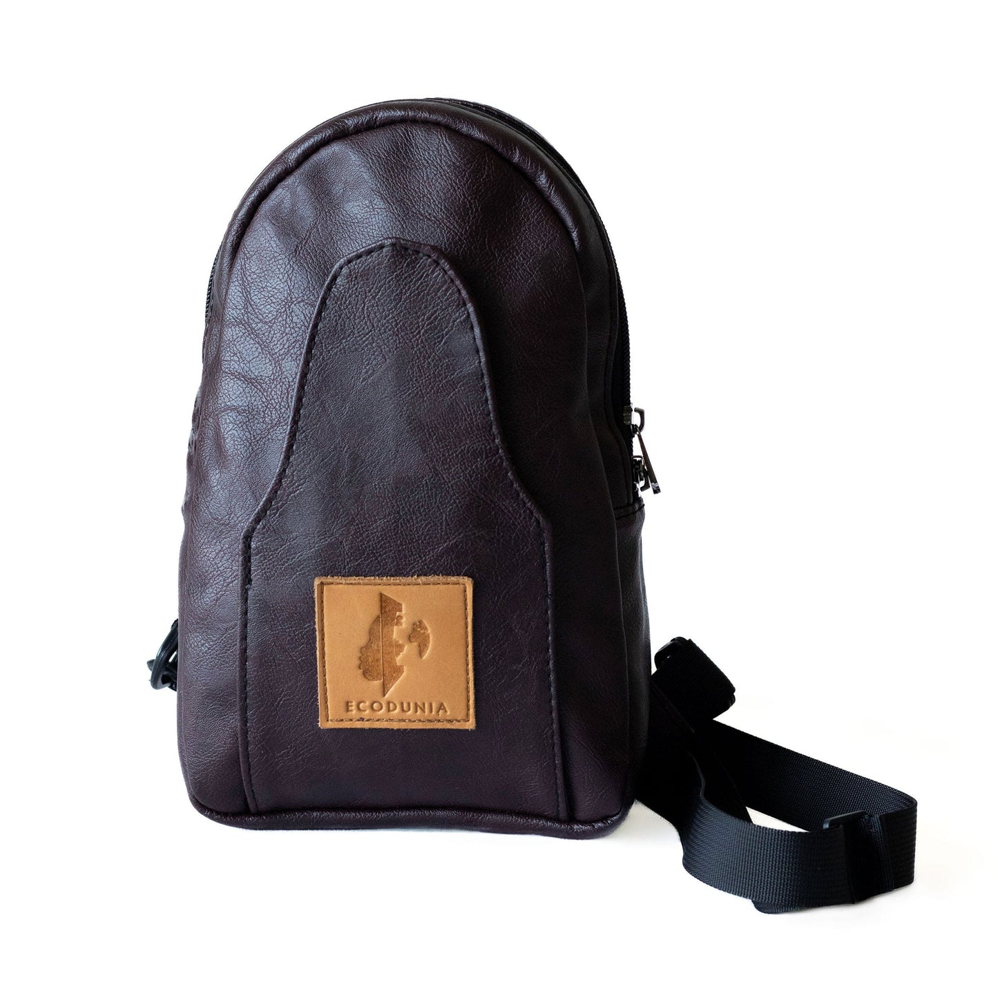 Buru plum vegan leather sling bag worn crossbody #color_plum