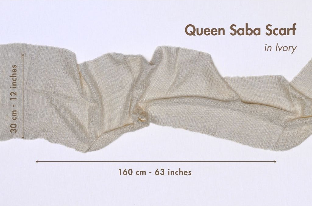 queen saba scarf in ivory with dimensions