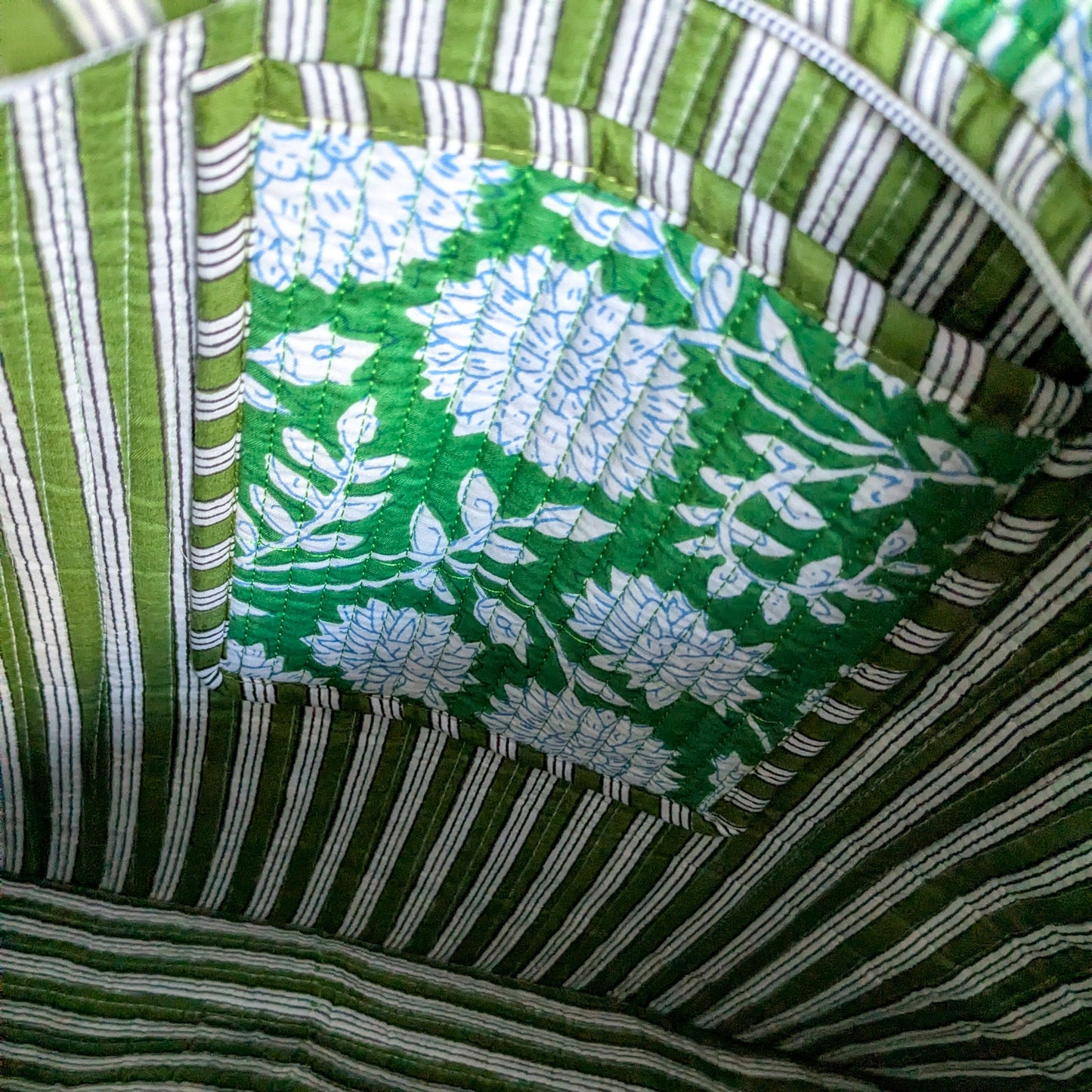Quilted Market Tote Bags: Colourful Screen Printed Kantha Tote Bags, Ethically Handmade in India