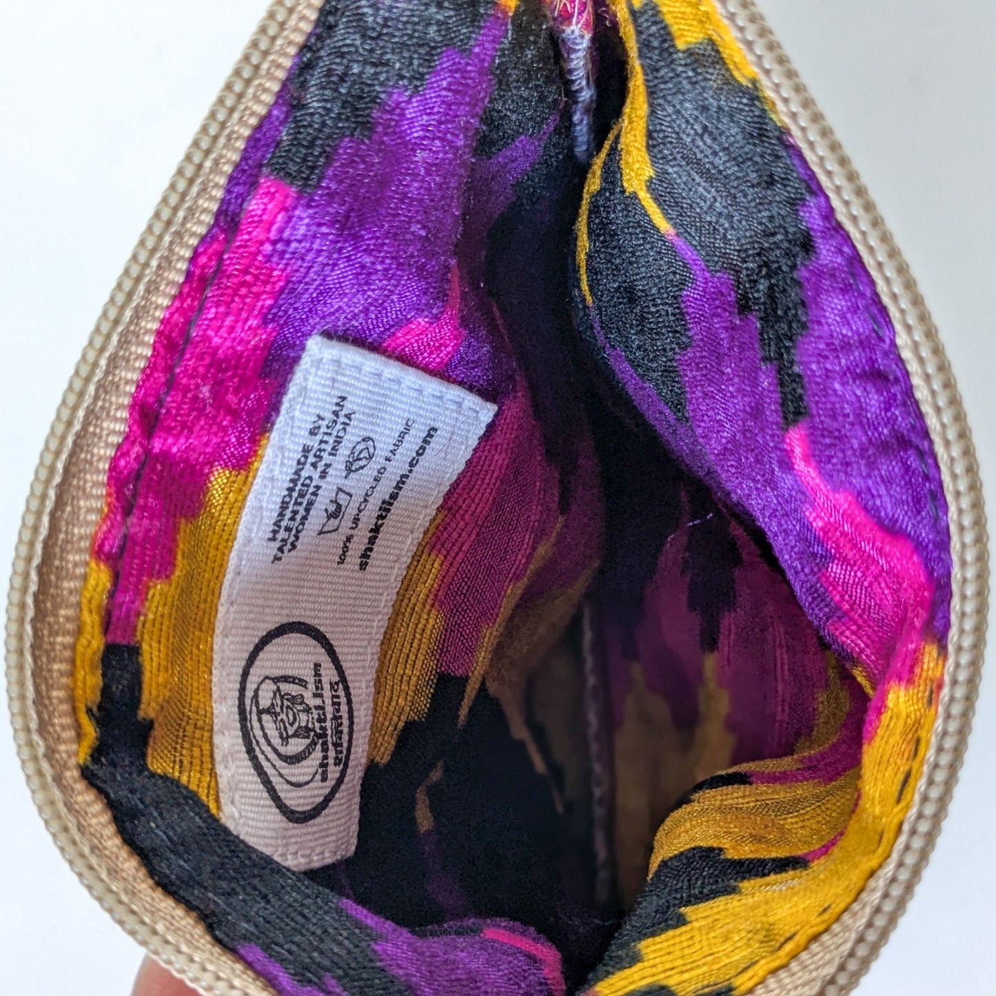 Indian Kalamkari Cotton Coin Purses with Upcycled Sari Lining