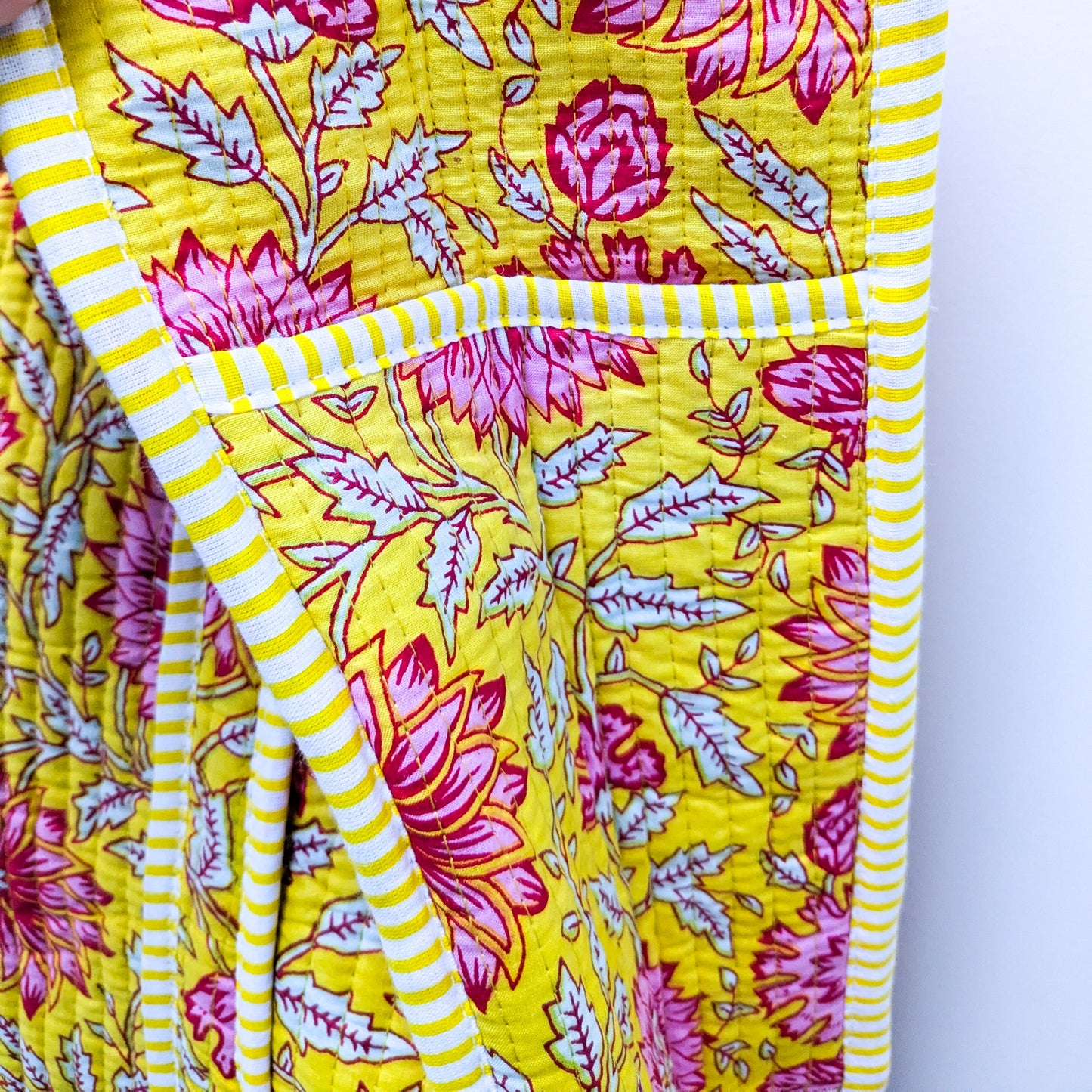 Quilted Market Tote Bags: Colourful Screen Printed Kantha Tote Bags, Ethically Handmade in India
