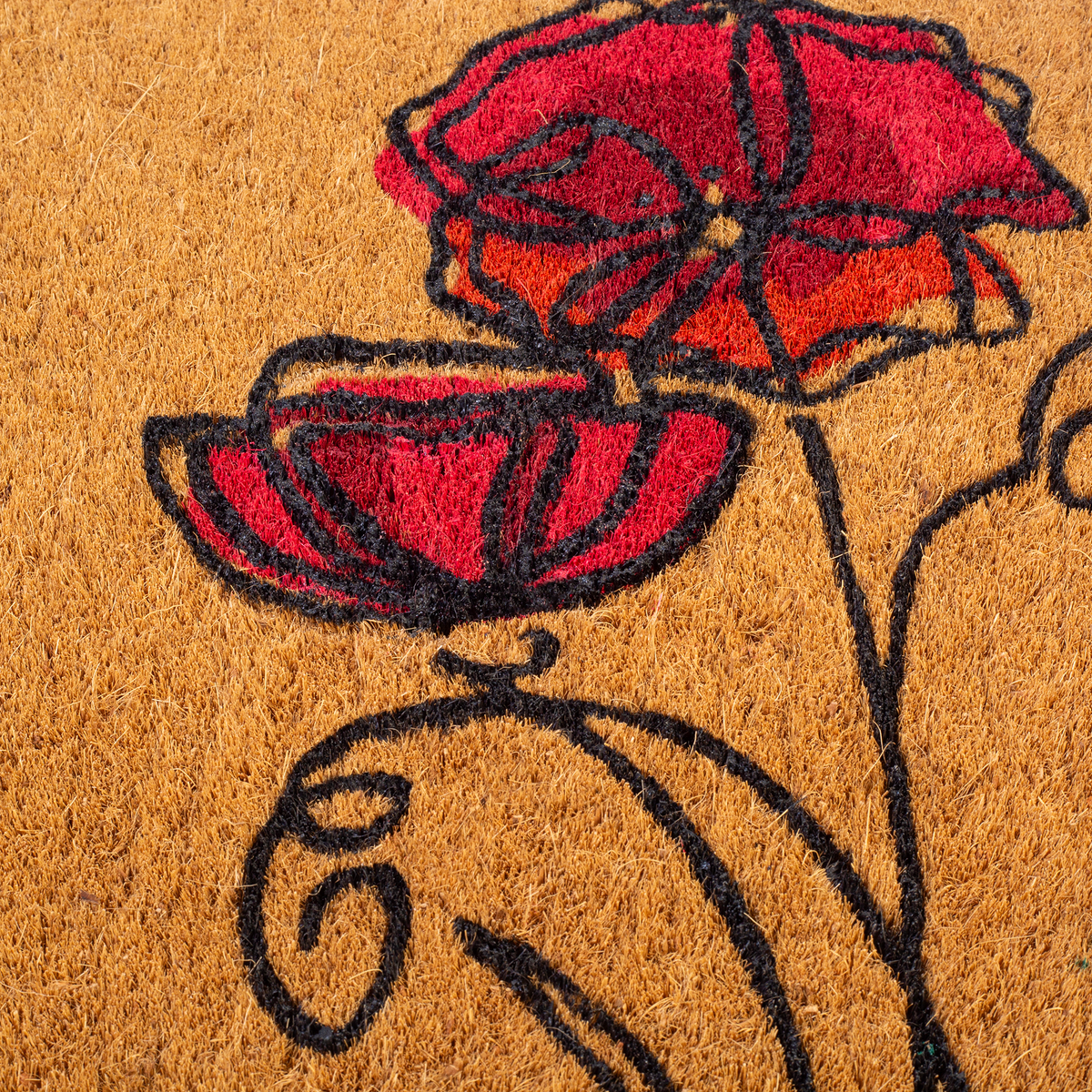 Red Flower Coir Doormat
