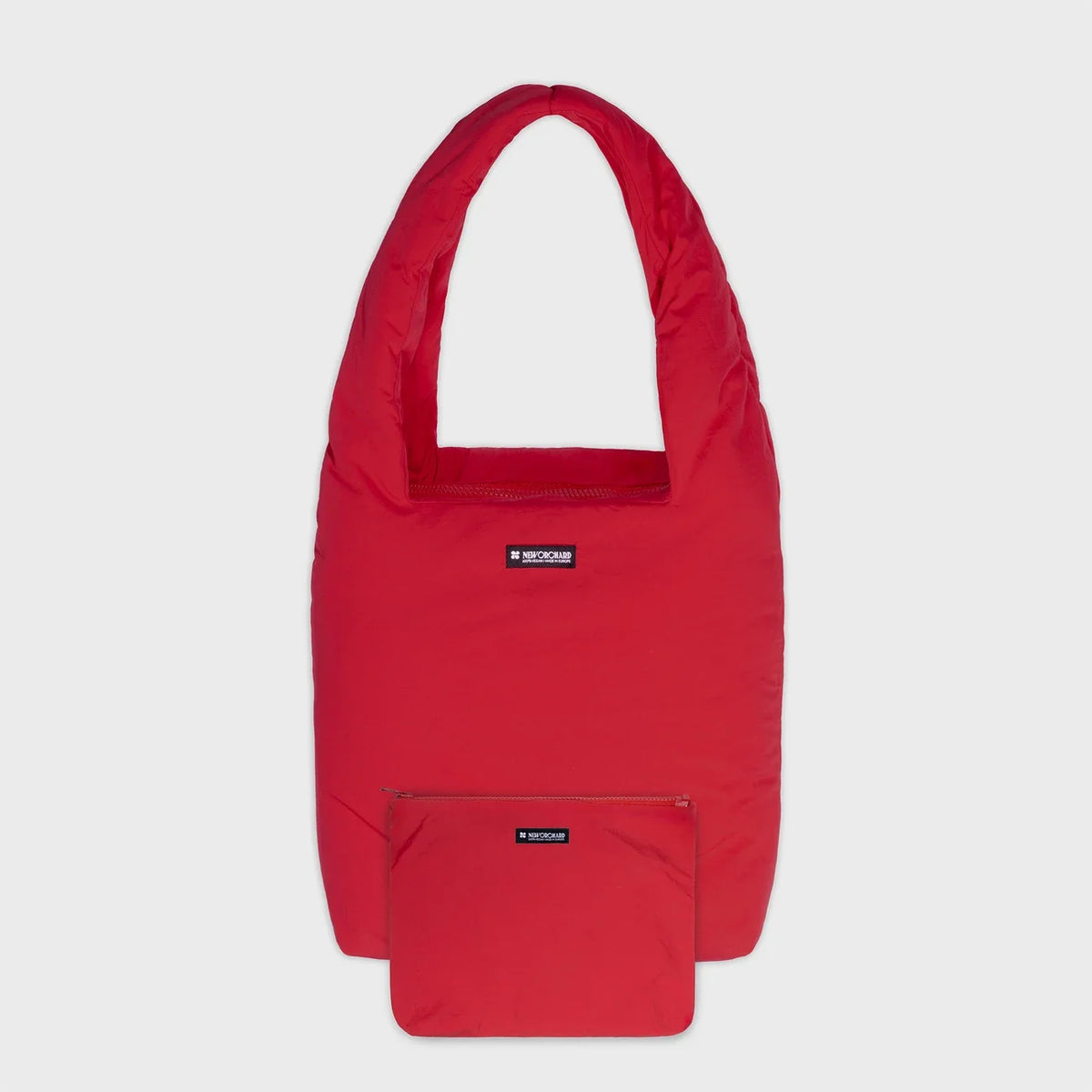 Red vegan tote bag with pouch sustainable accessory