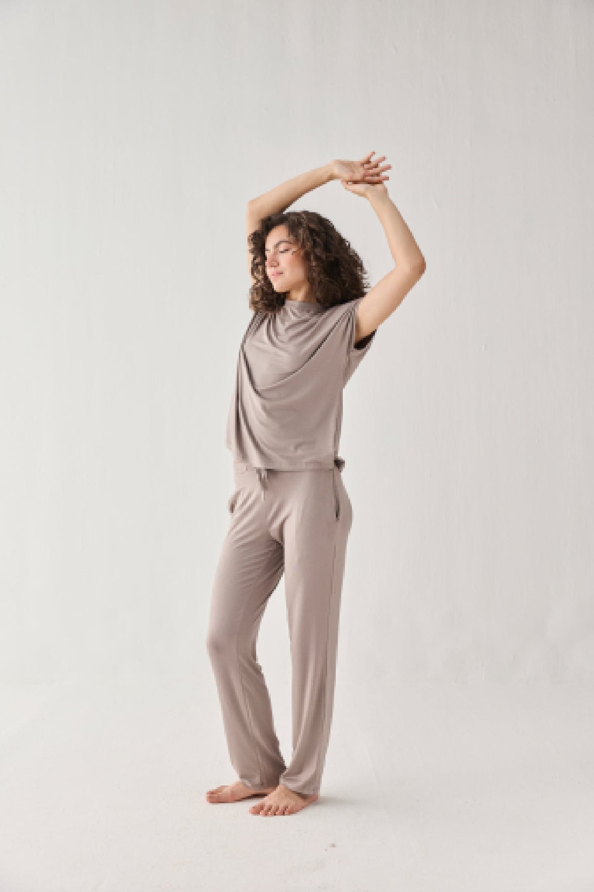 Wide Leg Pant in  Earth Grey