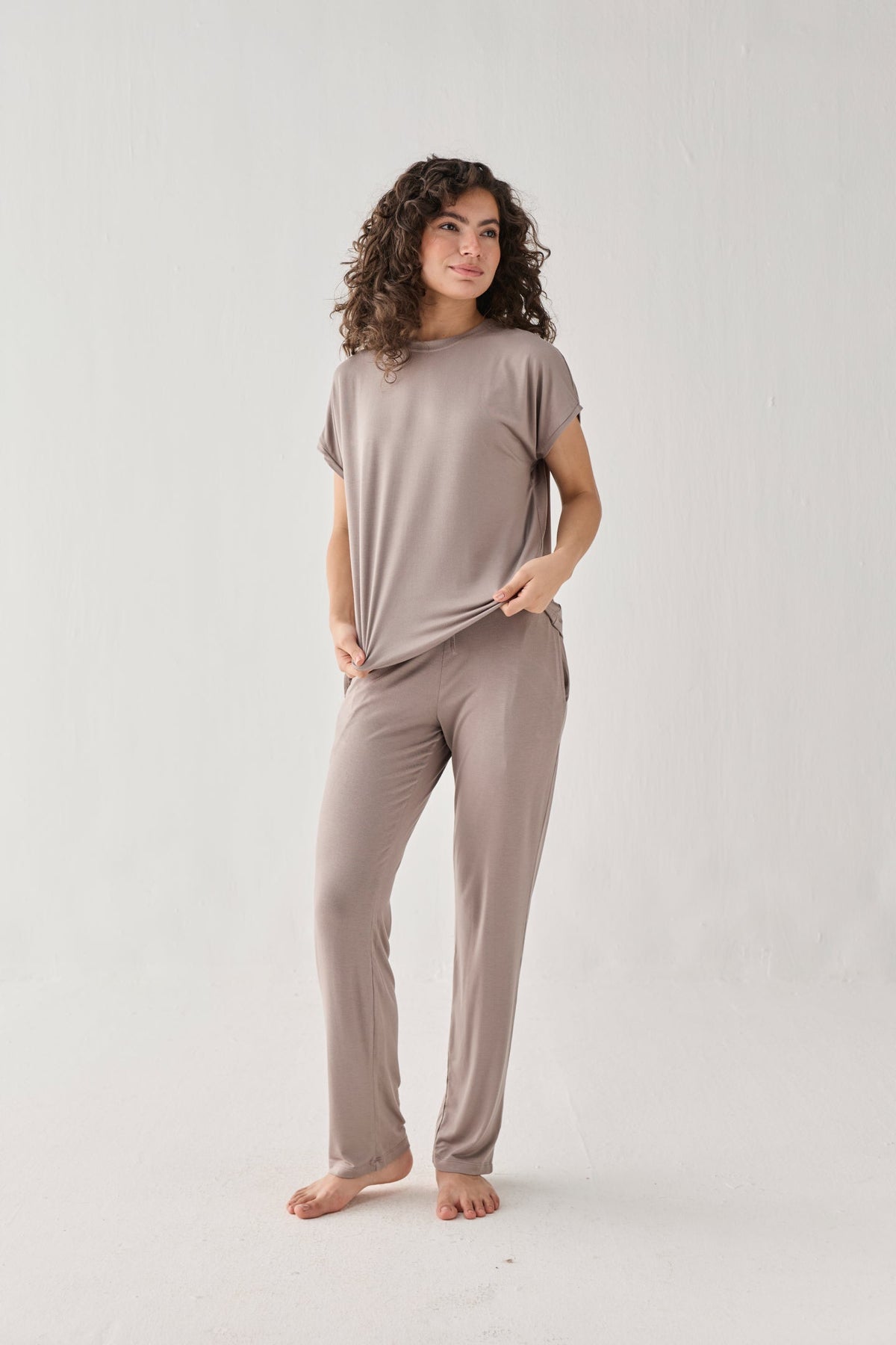 Wide Leg Pant in  Earth Grey