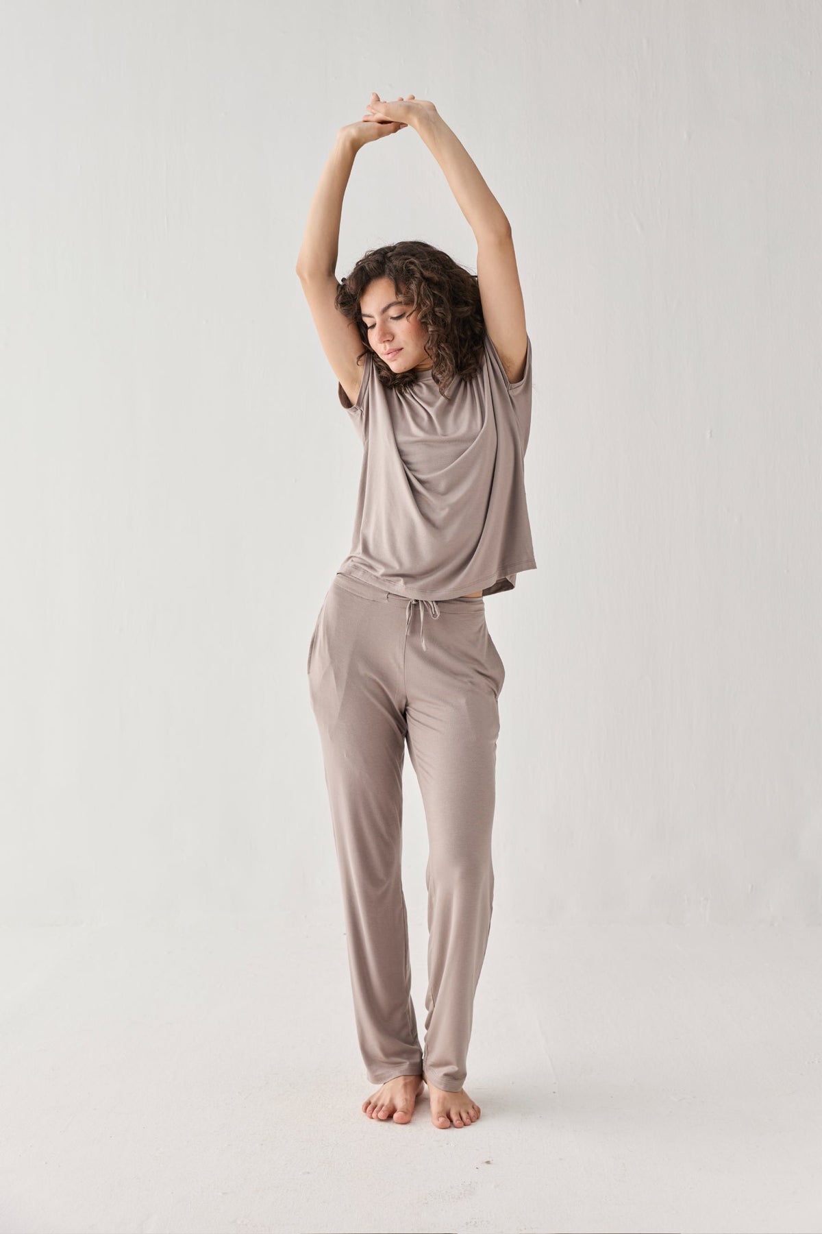 Wide Leg Pant in  Earth Grey