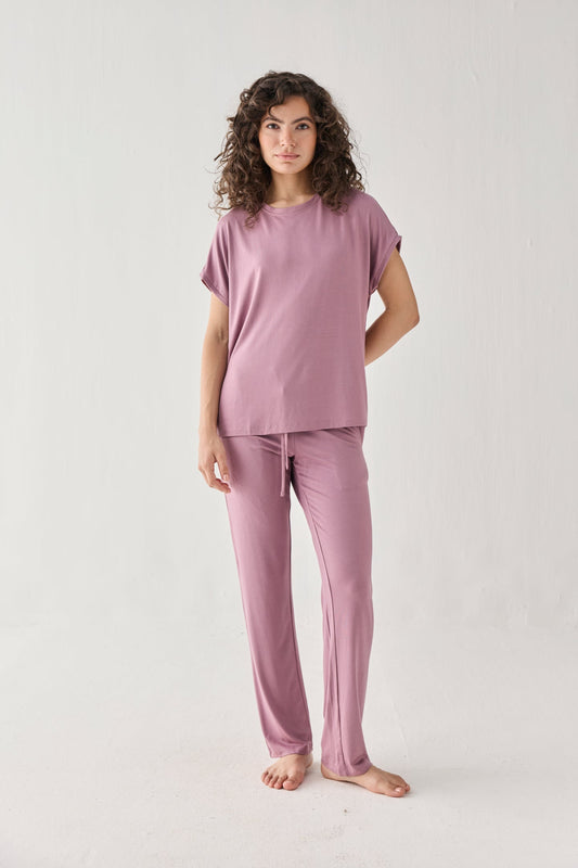 Relaxed Tee Set in Dusty Rose