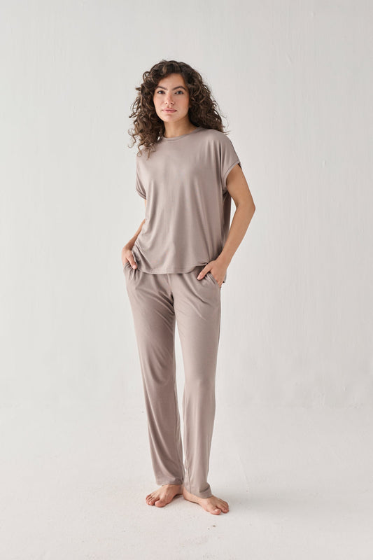 Relaxed Tee Set in Earth Grey
