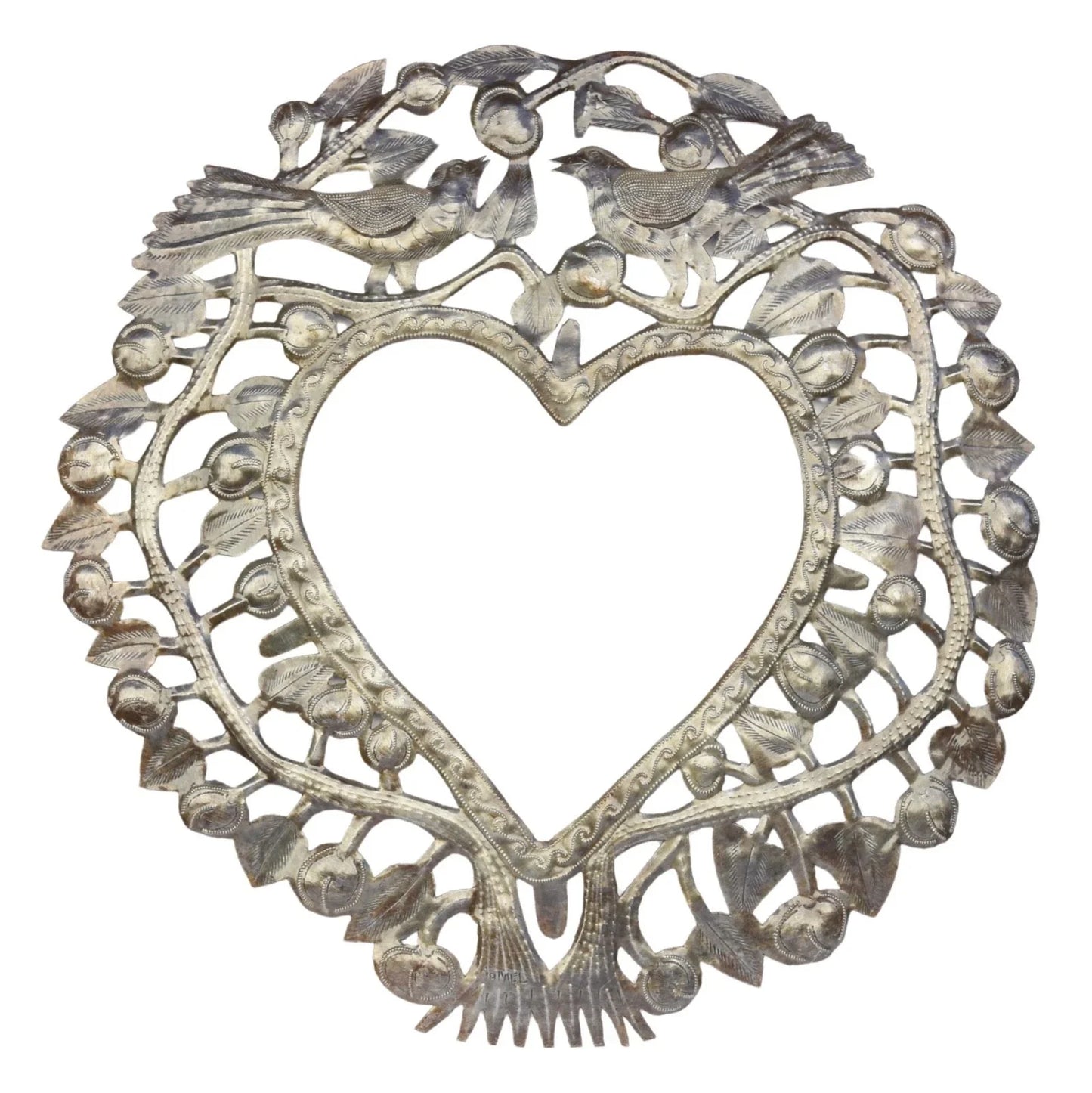 Handmade Haitian Metal Wall Art, Fruit Frame, Signed by Omiscar Jn Marcule