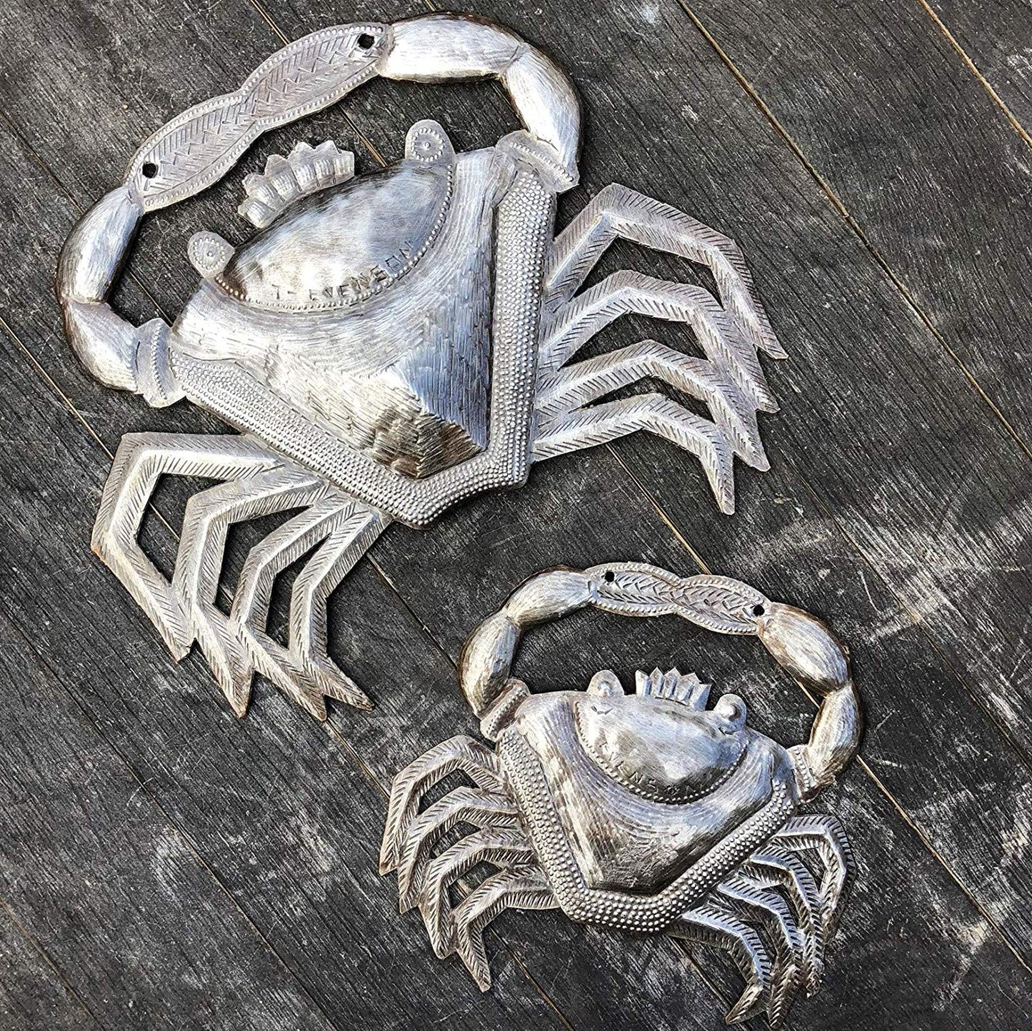 Set of 2 Crabs, Nautical Home Decor, Sea life, Haitian Metal