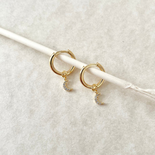 Selene Moon Drop Earrings- White Zirconia