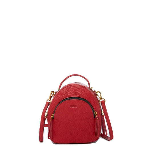 SUSU Small Red Leather Backpack Purse for Women Convertible Crossbody Bag
