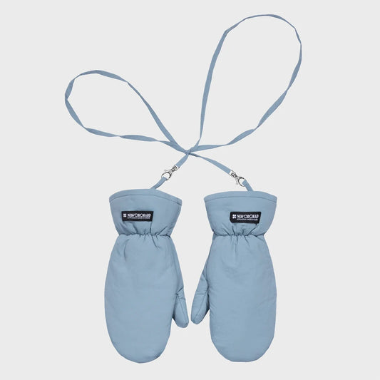 Sky blue recycled wool free mittens sustainable winter style
