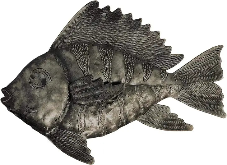 Nautical Fish, Haitian Wall Hanging Haitian Metal 9"x7" Sea Life Decorative Plaques