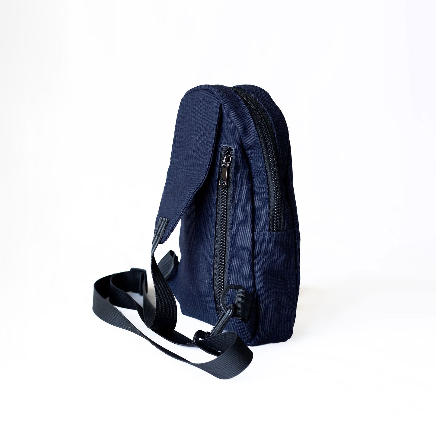 Buru navy blue canvas crossbody sling bag lifestyle #color_navy-blue